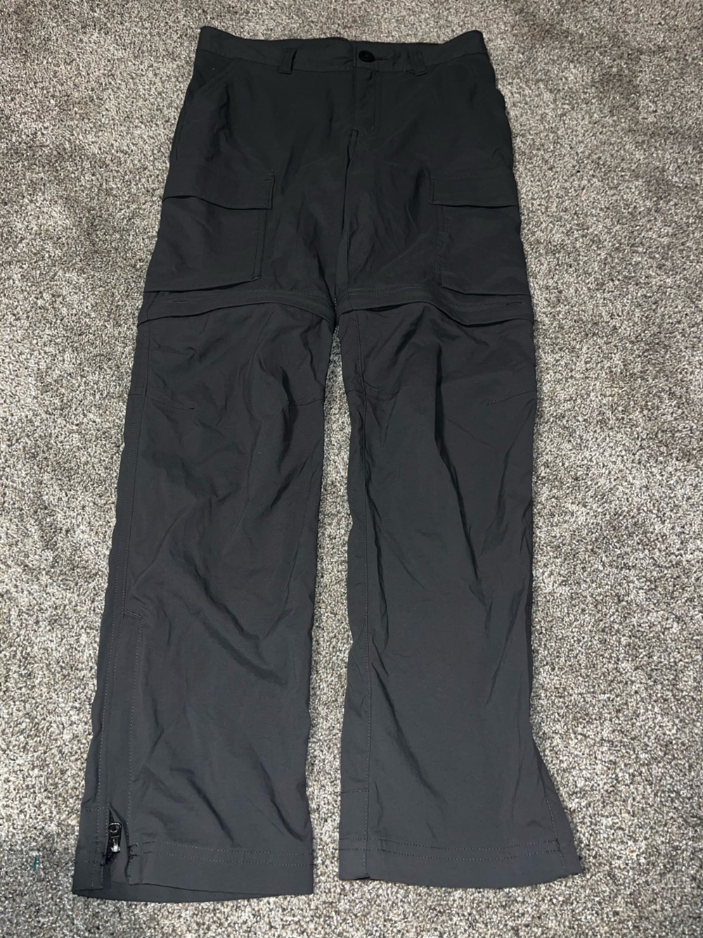 Rei kids zip off gray hiking pants convertible and adjustable
